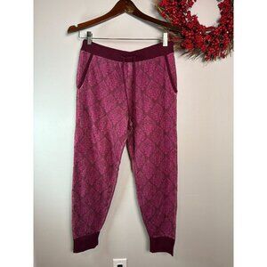 Edinburgh Knitwear Womens Soft Knit Jogger Whimsigoth MEDIUM Burgundy Damask